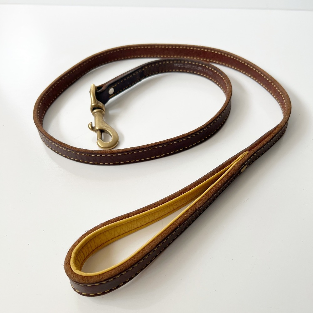 Deerskin Leather Dog Leash Brown Brass Hardware Equestrian Rustic Durable